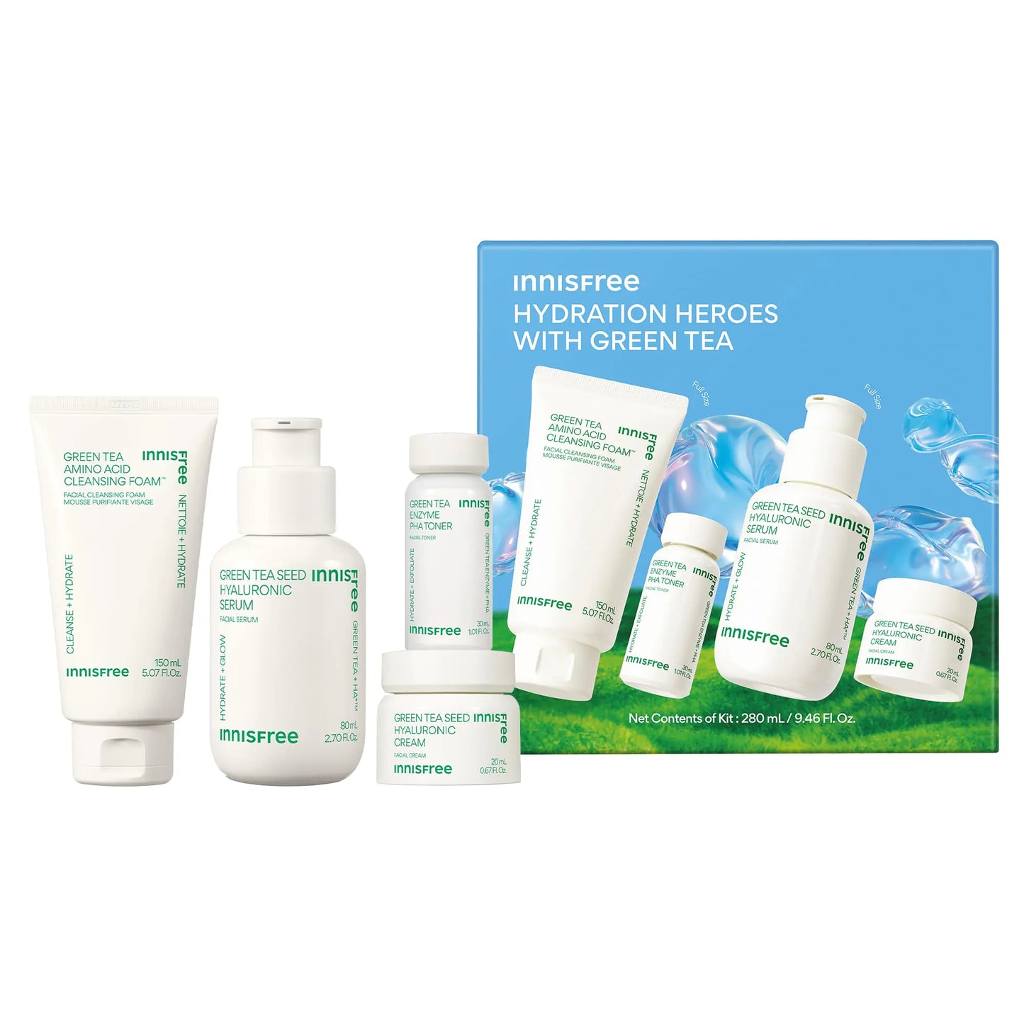 Green tea glow skincare set | Hydrating green tea skincare kit | Complete hydration routine set | Skincare set with green tea extract | Daily glow routine skincare kit | Moisturizing green tea skincare set | Green tea antioxidant skincare kit | Hydration and glow skincare bundle | Complete green tea face care set | Green tea glow hydration kit