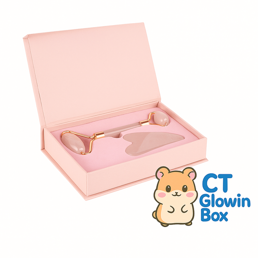 Rose quartz jade roller and gua sha set | Glow duo skincare tools | Natural rose quartz face roller | Gua sha stone for facial massage | Skincare set with jade roller | Rose quartz glow facial kit | Anti-puffiness roller and gua sha | Face massage stone tools set | Beauty self-care rose quartz set | Radiant skin roller and gua sha